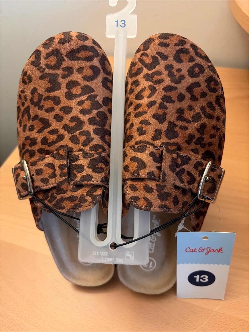 Cat & Jack Leopard Print Slip-On Sandals in Brown and Black